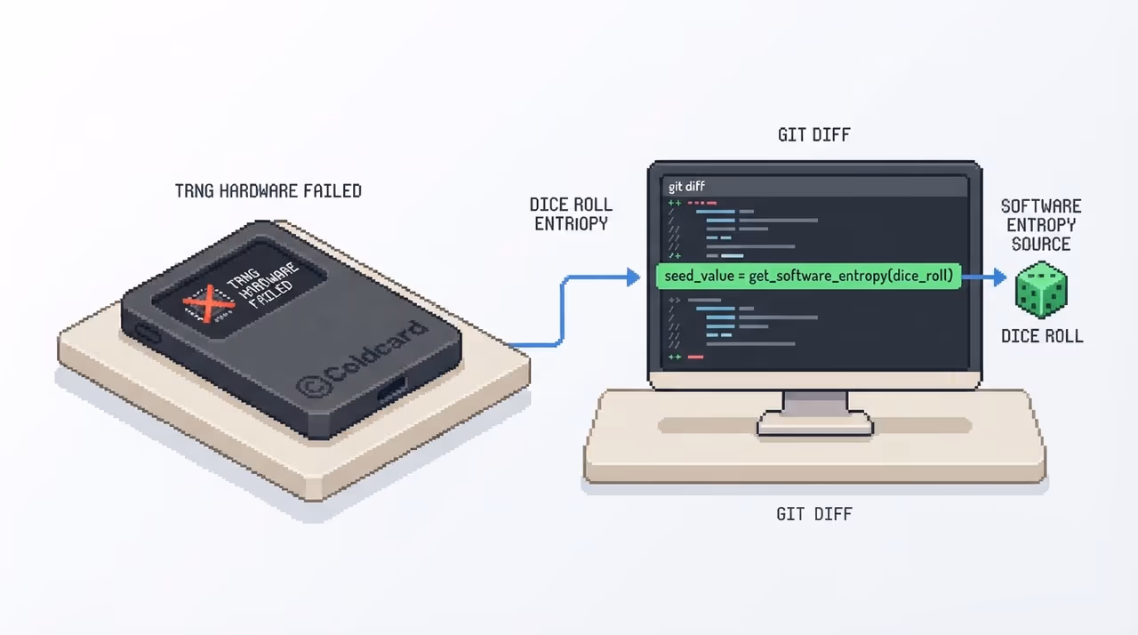 A git diff swapping a hardware RNG call for a software one