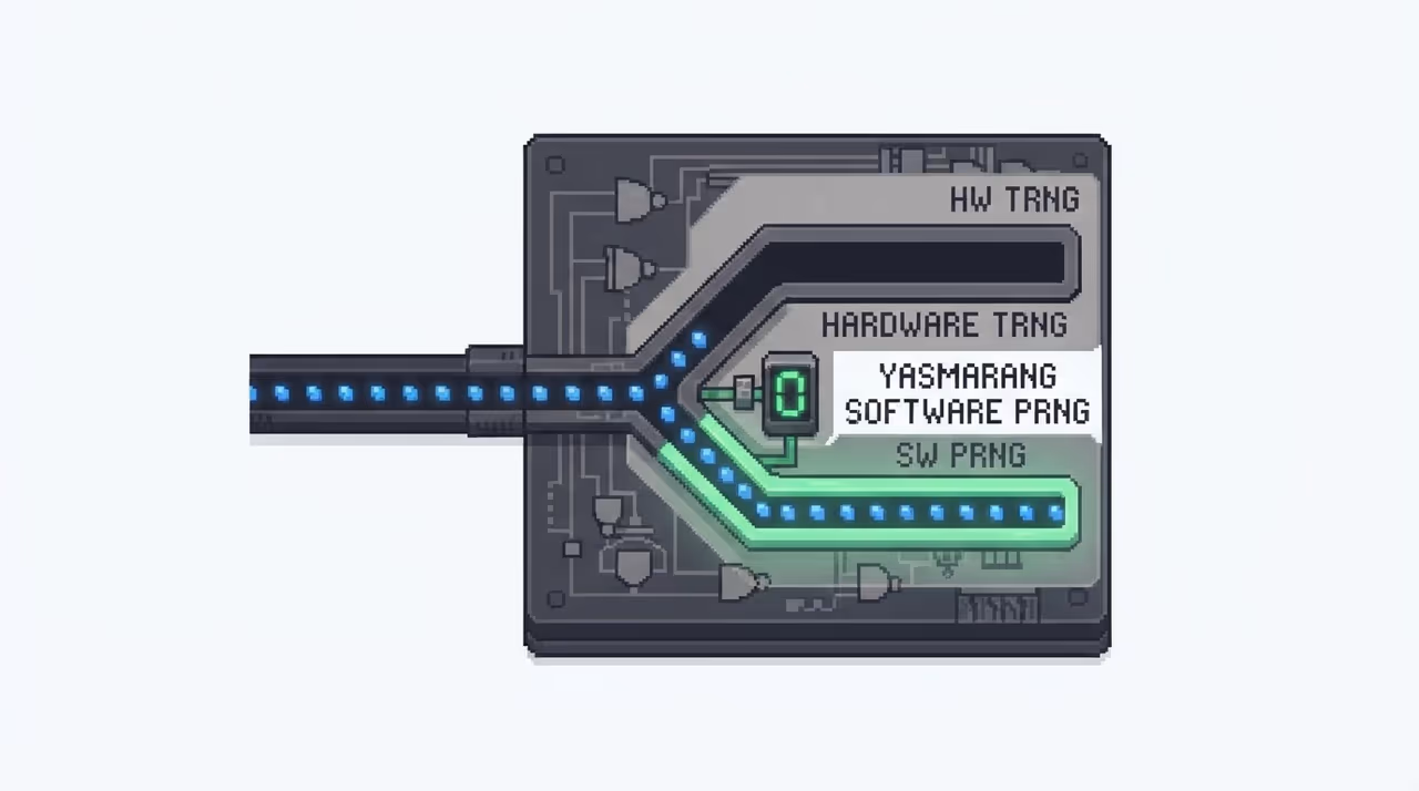 A code path forking away from hardware randomness toward a software fallback