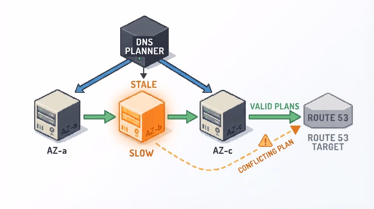 DNS Planner and three Enactors with a race between stale and fresh plans
