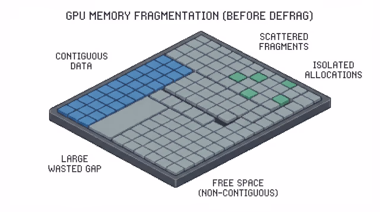 VRAM fragmentation from naive contiguous allocation