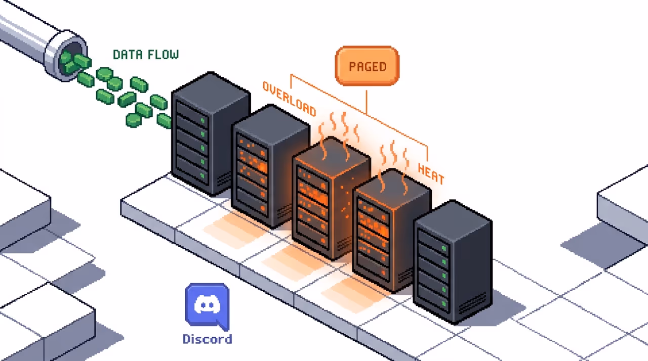 A large cluster of database nodes with an on-call engineer being paged