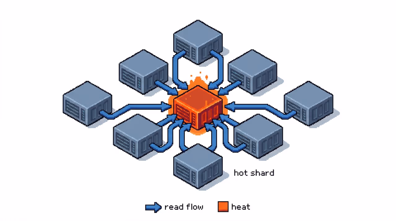 One database partition overheating as many reads converge on it