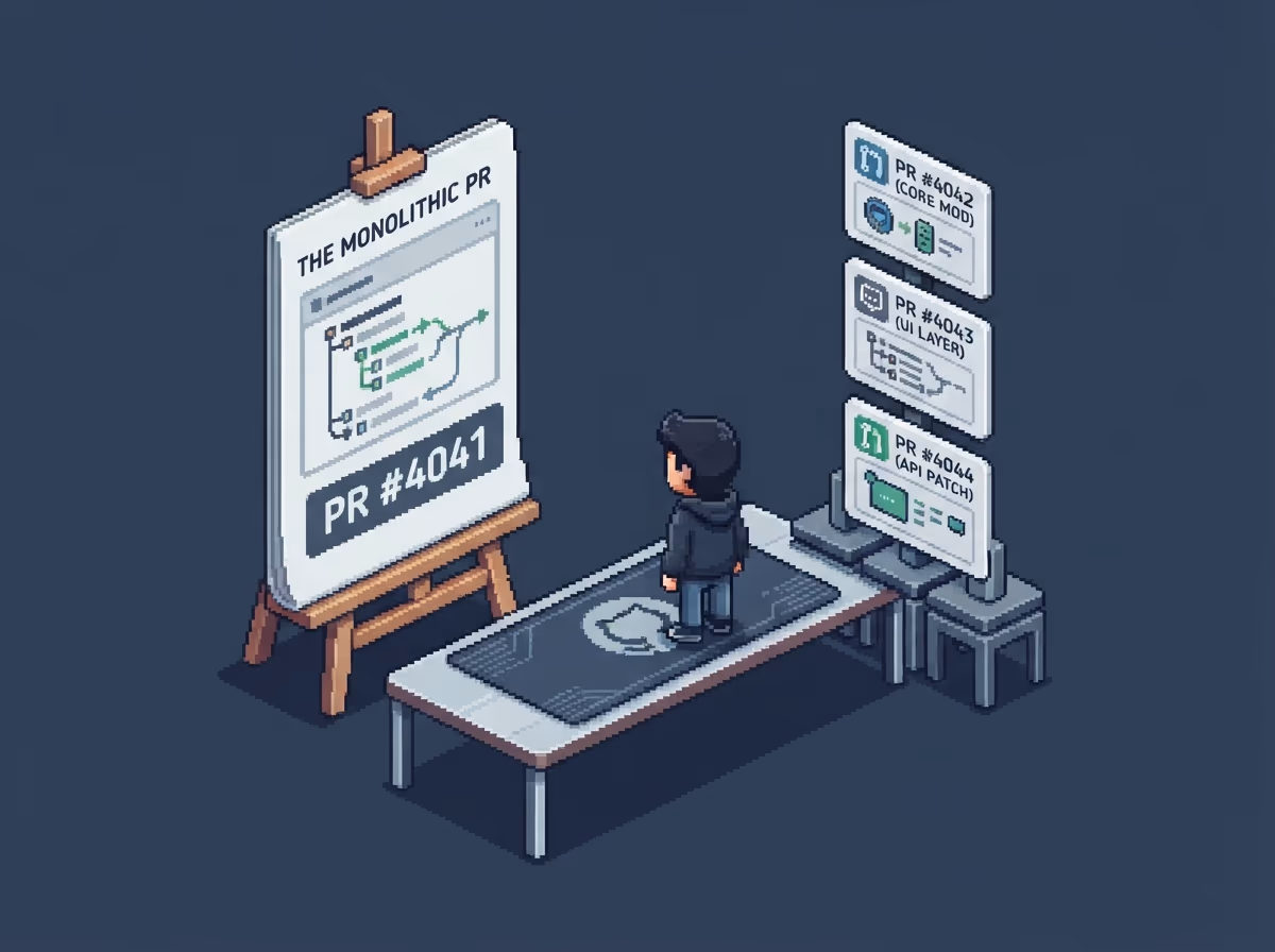 A huge single PR versus a tidy chain of small PRs
