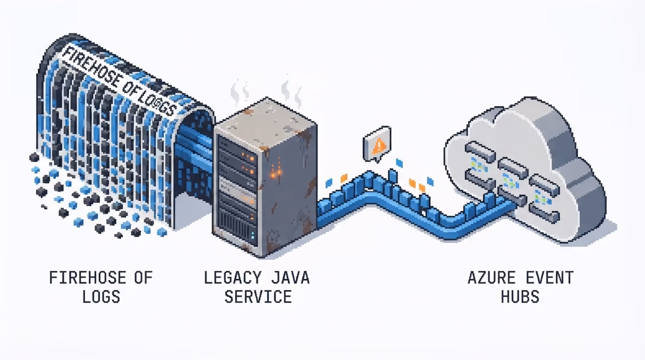Telemetry logs flooding into a strained legacy Java service on Event Hubs