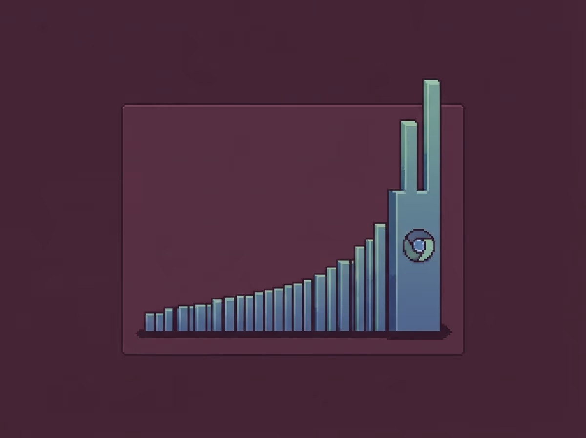 Bar chart of bugs fixed per Chrome release spiking sharply in the last two
