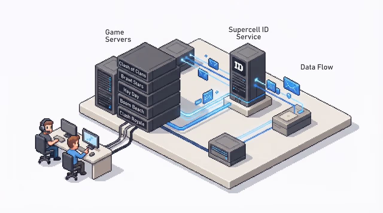 A two-person team connected to five large game backends through one central service