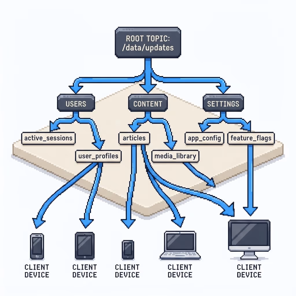 A hierarchical key-value tree broadcasting changes to many subscribers