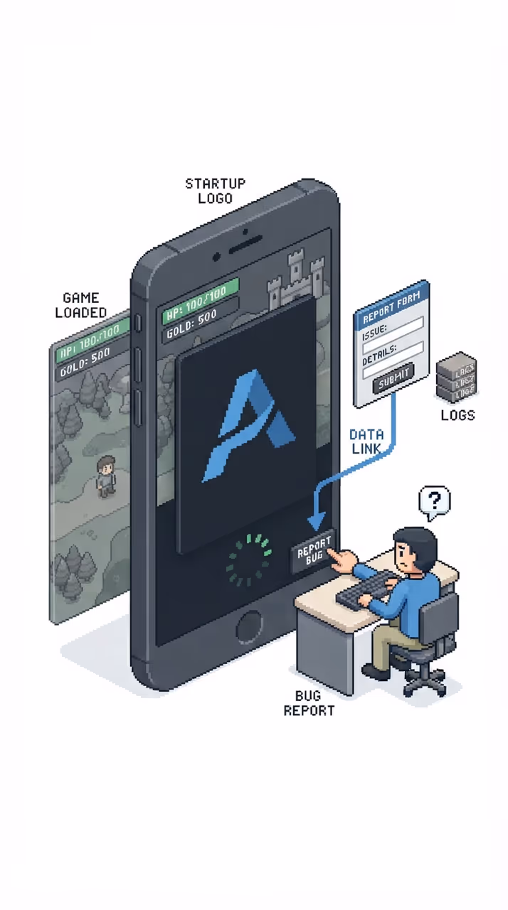 A startup logo still animating over an already-loaded game
