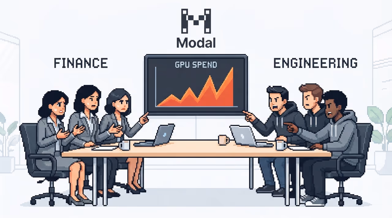 A finance team and an engineering team disagreeing over a GPU spending chart