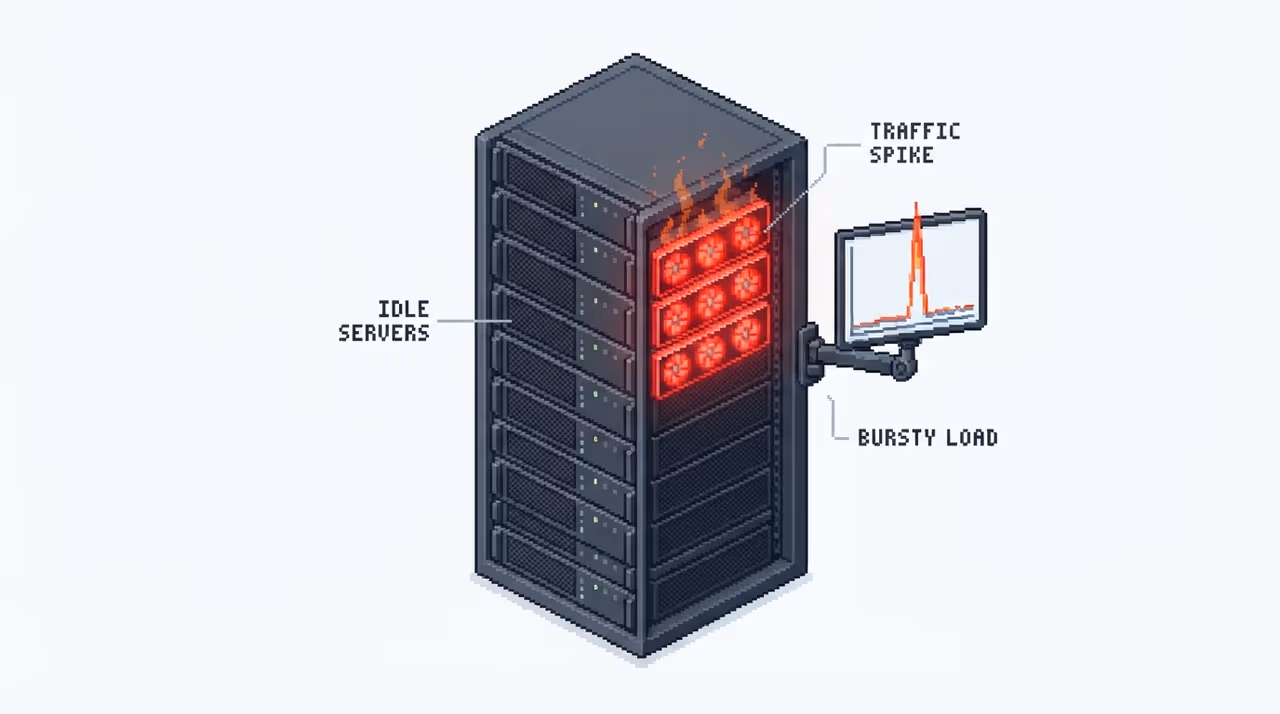 GPU servers mostly idle while a few handle a traffic spike