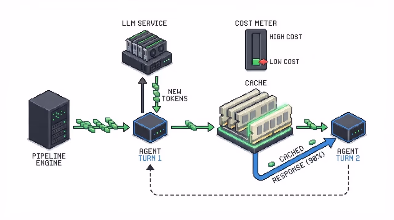 Agent loop where most context is served from cache