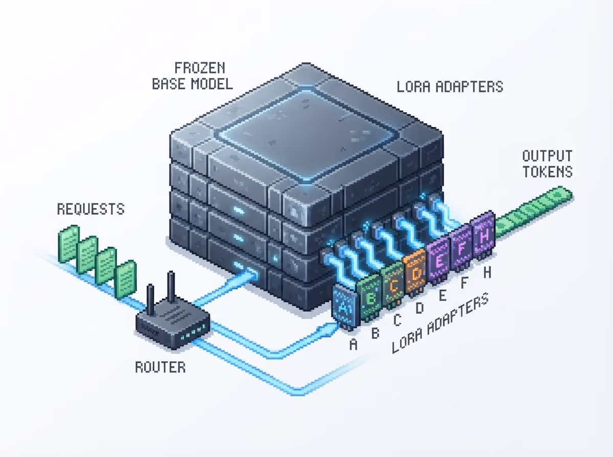 One base model hosting many LoRA adapters via a router