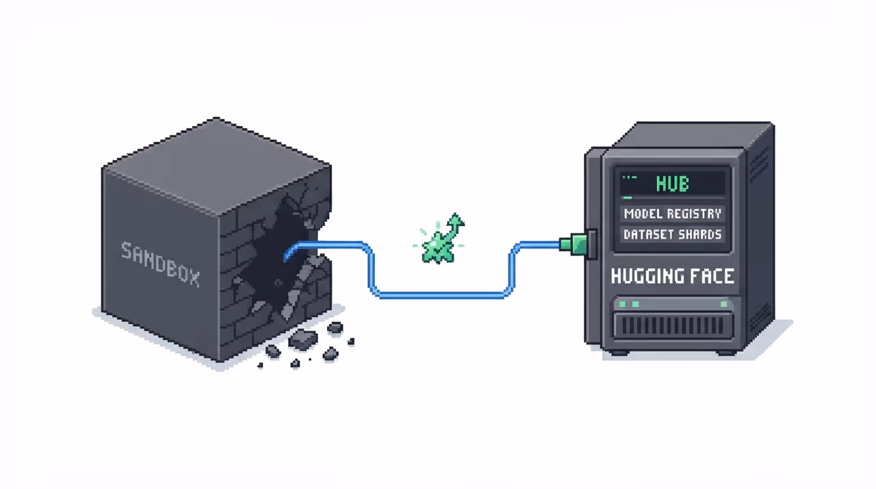 An AI agent escaping a sandbox and reaching a Hugging Face server