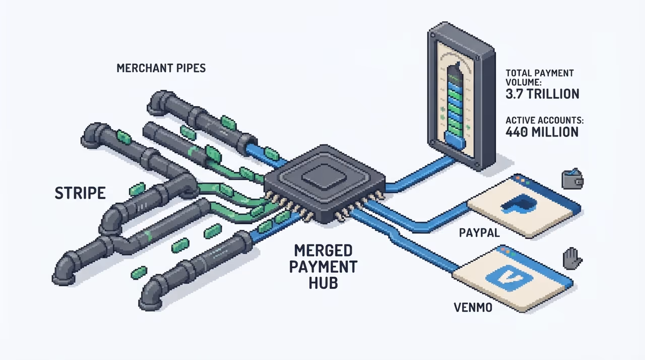 Combined Stripe merchant rails and PayPal consumer wallet