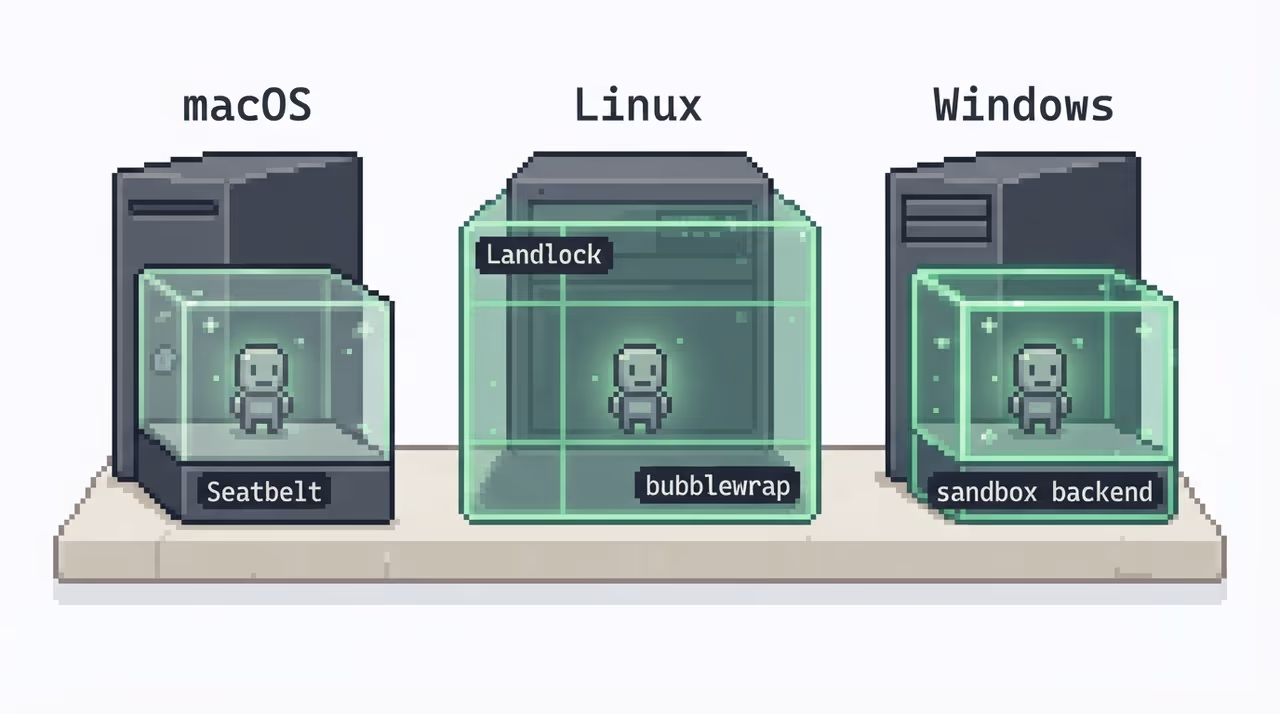 macOS, Linux and Windows each enforcing the Codex sandbox differently