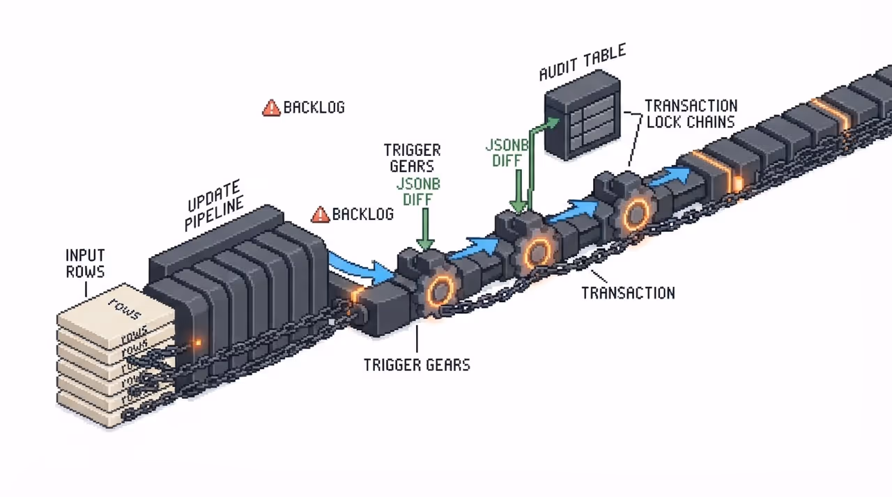 A bulk update pipeline frozen by per-row trigger processing