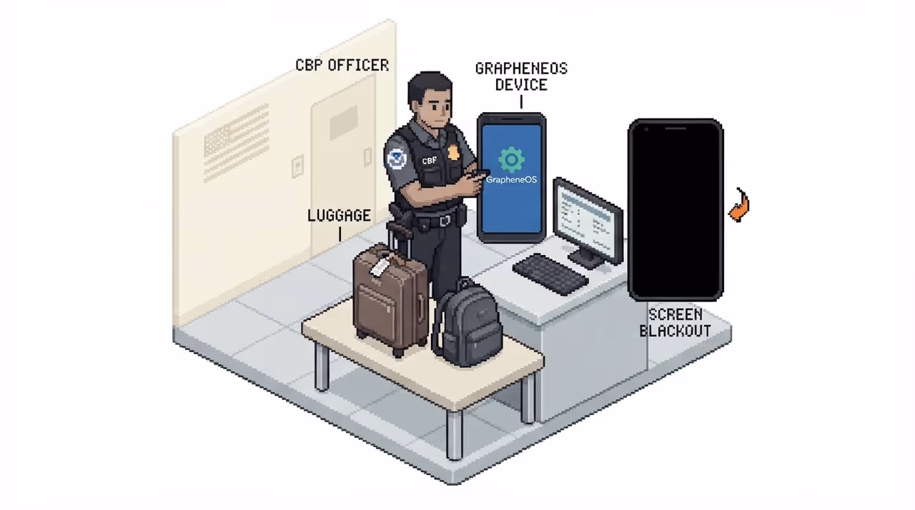 A traveler's phone wiping during an airport border inspection