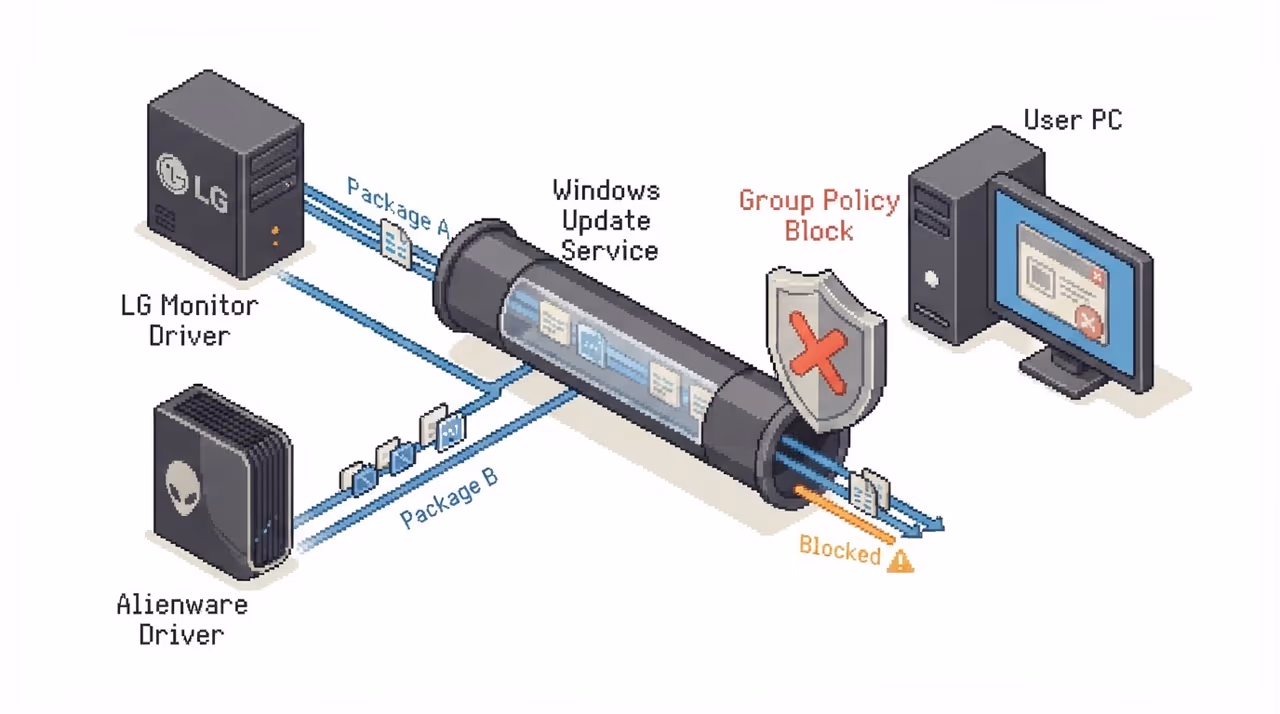 LG and Alienware using the same update pipeline, with a Group Policy block