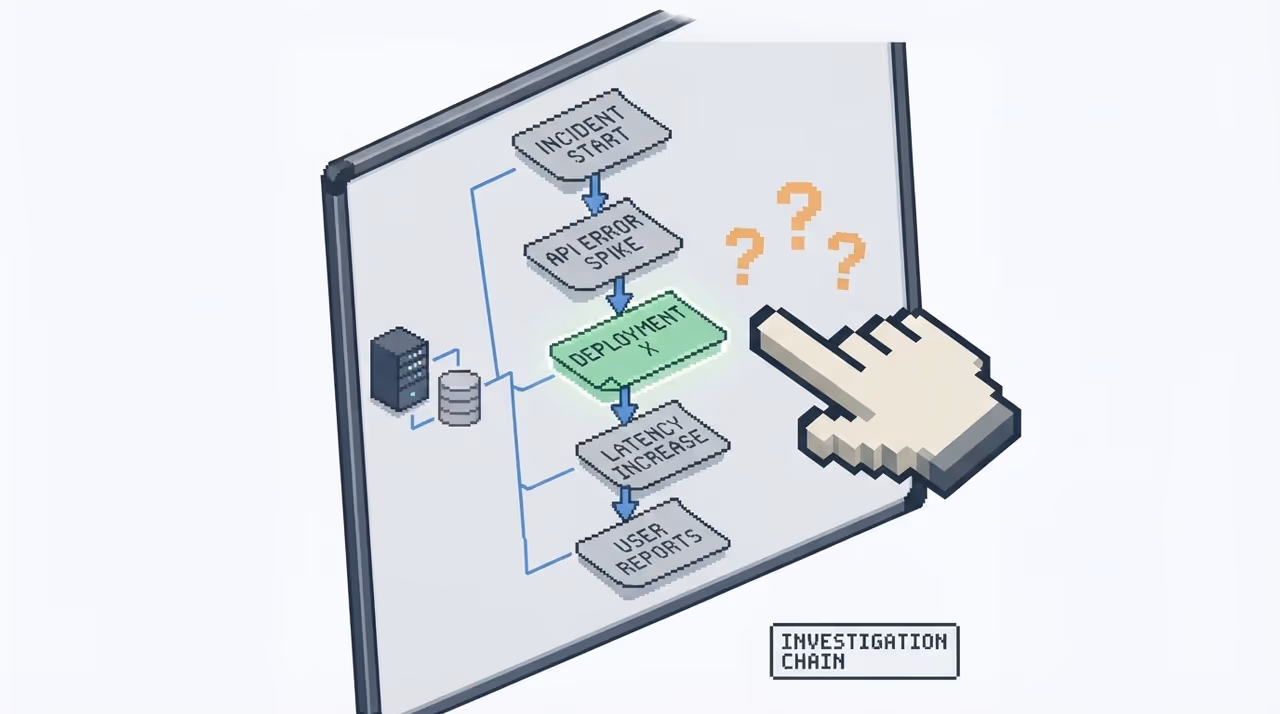 Investigation whiteboard with pointing finger