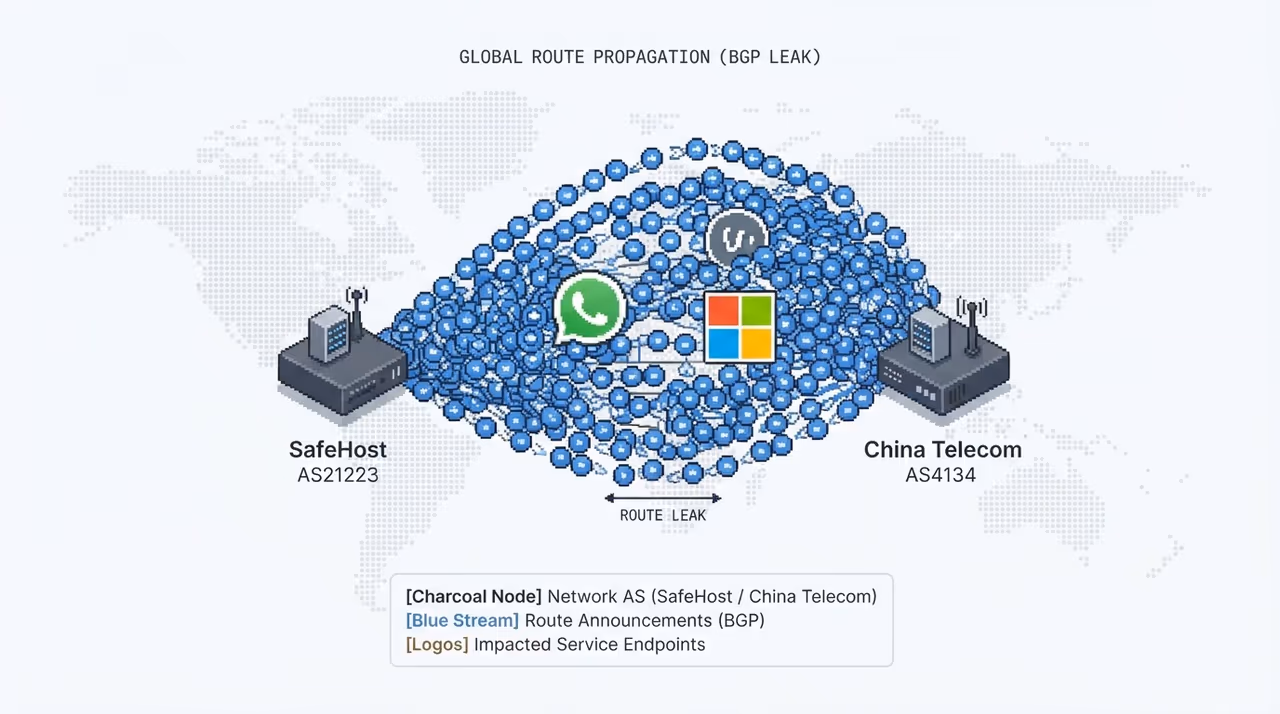 SafeHost leaking 40,000 routes through China Telecom to the global internet