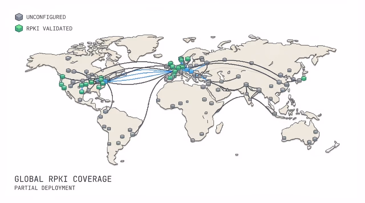 Partial RPKI coverage across global networks with many gaps